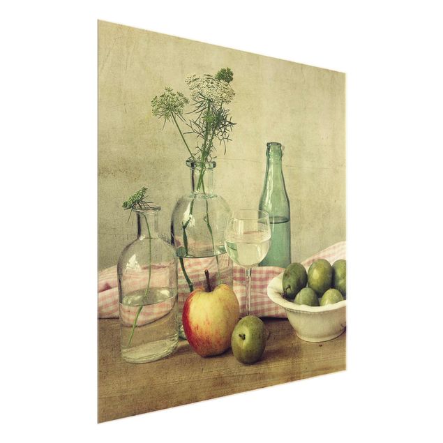 Glass print - Still Life with Bottles
