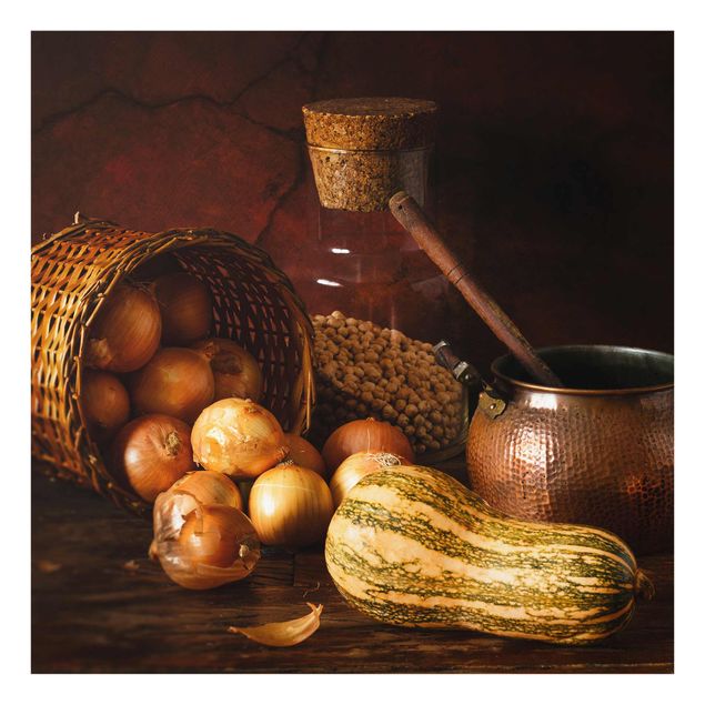Glass print - Still Life With Onions