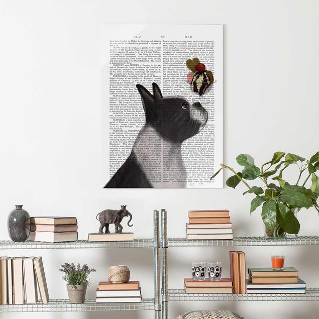 Glass print - Animal Reading - Terrier With Ice