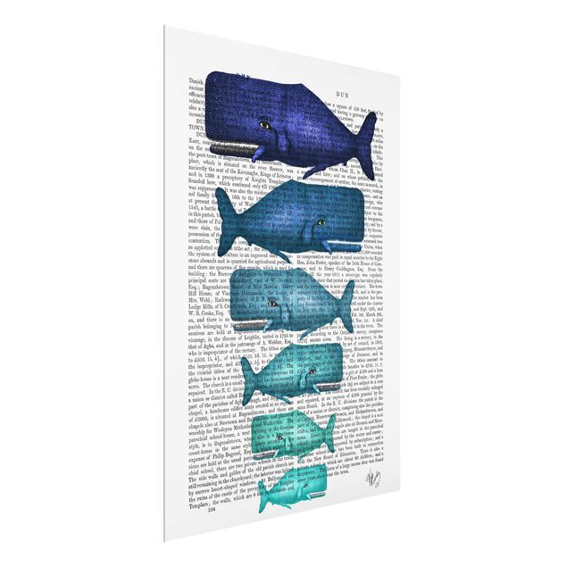 Glass print - Animal Reading - Whale Family