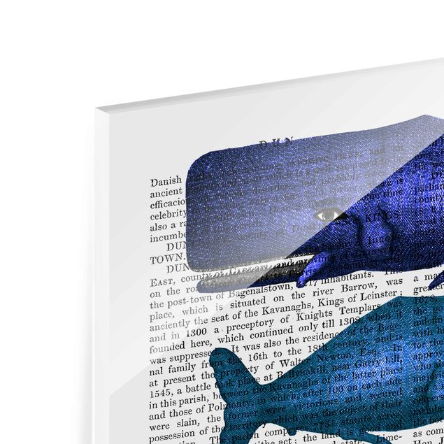 Glass print - Animal Reading - Whale Family