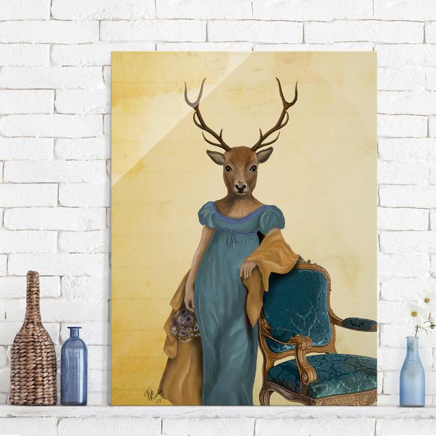 Glass print - Animal Portrait - Deer Lady
