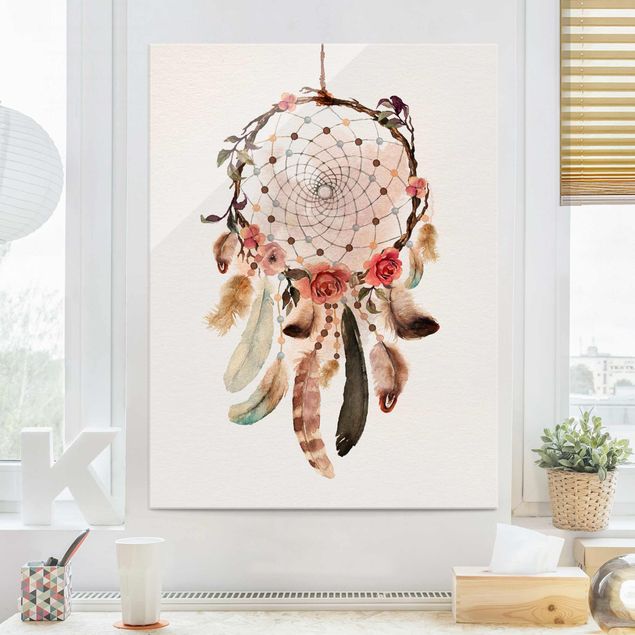 Glas Magnetboard Dream Catcher With Beads