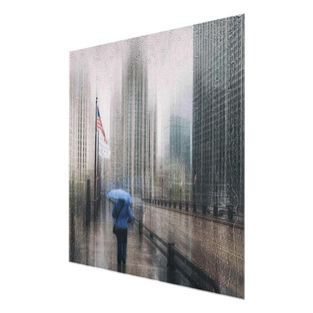 Glass print - Rainy Chicago