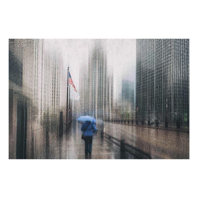 Glass print - Rainy Chicago