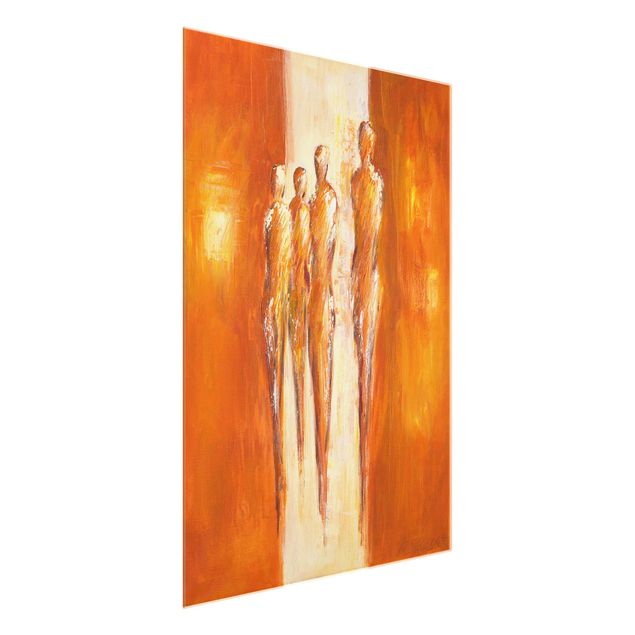 Glass print - Petra Schüßler - Four Figures In Orange 02