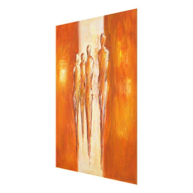 Glass print - Petra Schüßler - Four Figures In Orange 02