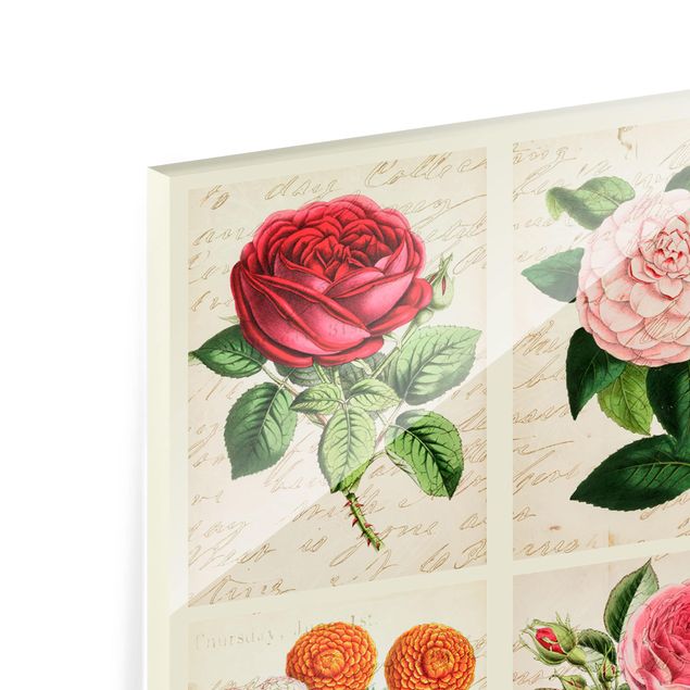 Glass print - Vintage Floral Collage