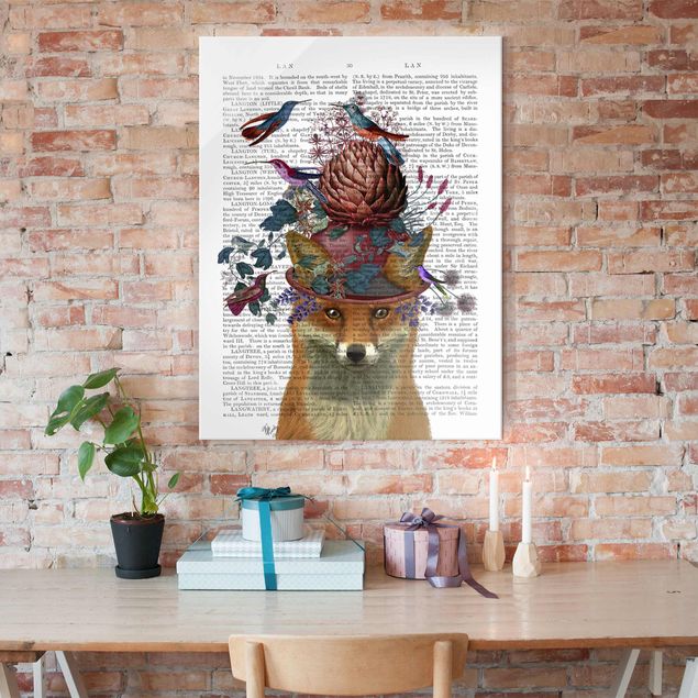 Glass print - Fowler - Fox With Artichoke