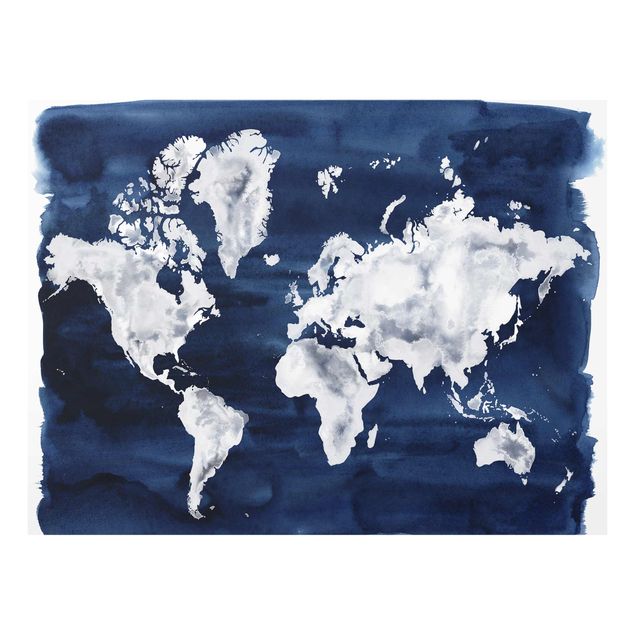 Glass print - Water World Map Dark