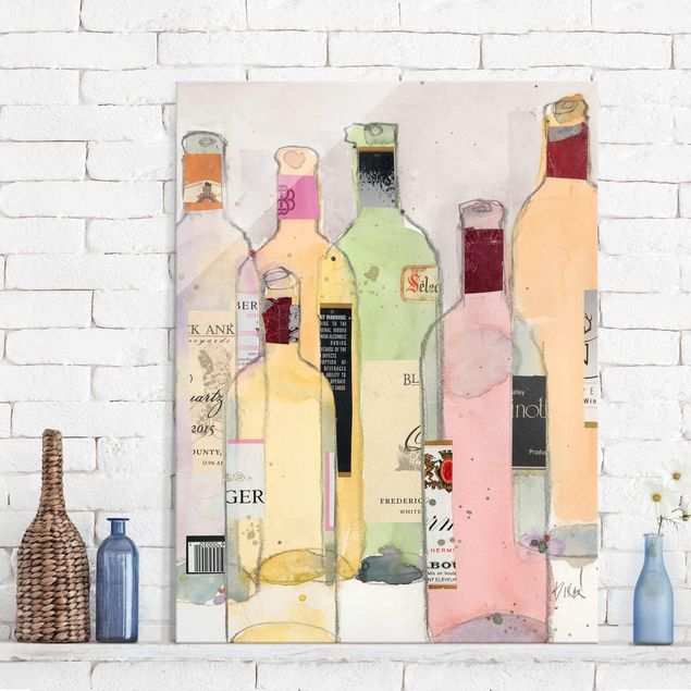 Glass print - Wine Bottles In Watercolour I