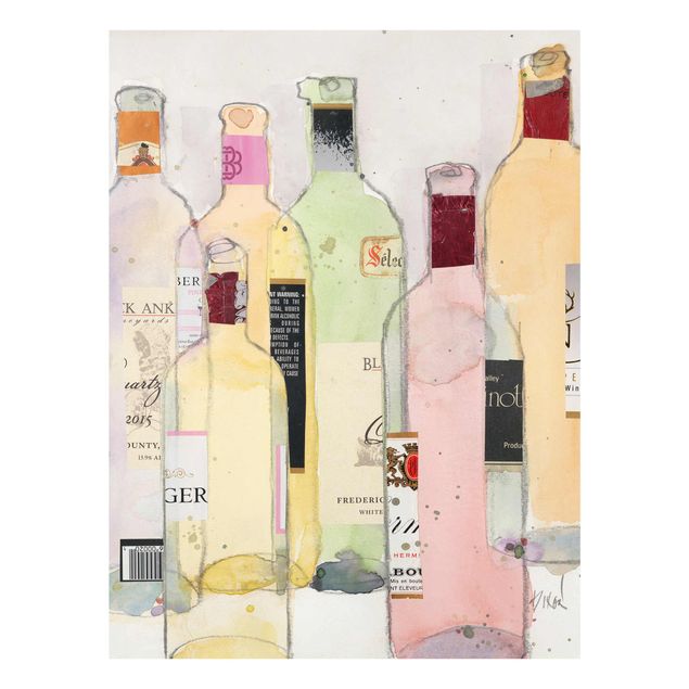 Glass print - Wine Bottles In Watercolour I