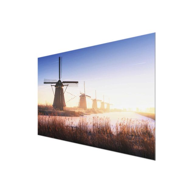 Glass print - Windmills Of Kinderdijk