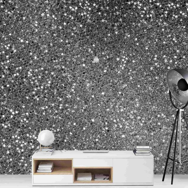 Walpaper - Glitter Confetti In Black And White