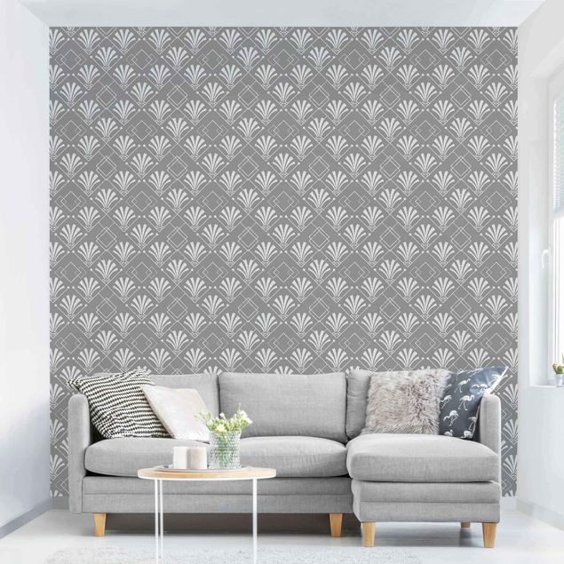 Walpaper - Glitter Look With Art Deko On Grey Backdrop