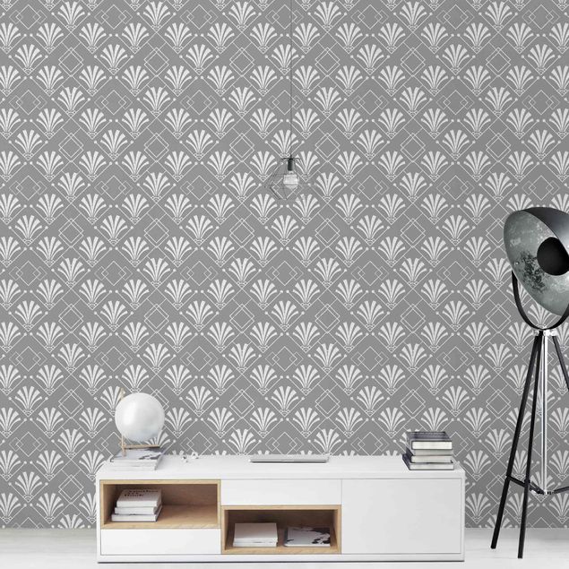 Walpaper - Glitter Look With Art Deko On Grey Backdrop