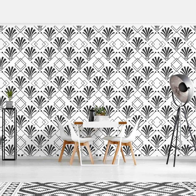 Wallpaper - Glitter Look With Art Deko In Black