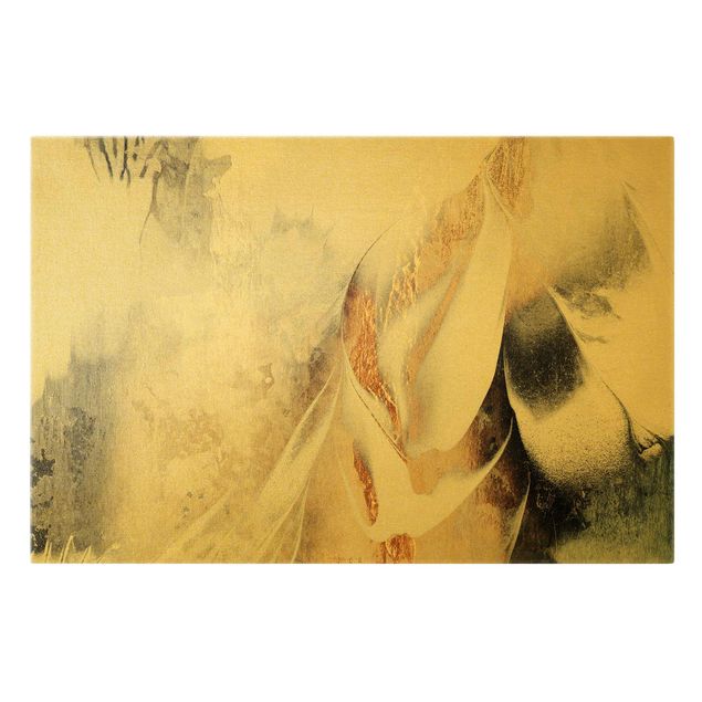 Canvas print - Golden Abstract Winter Painting