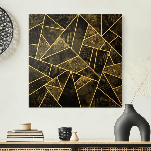 Canvas print - Grey Triangles Gold