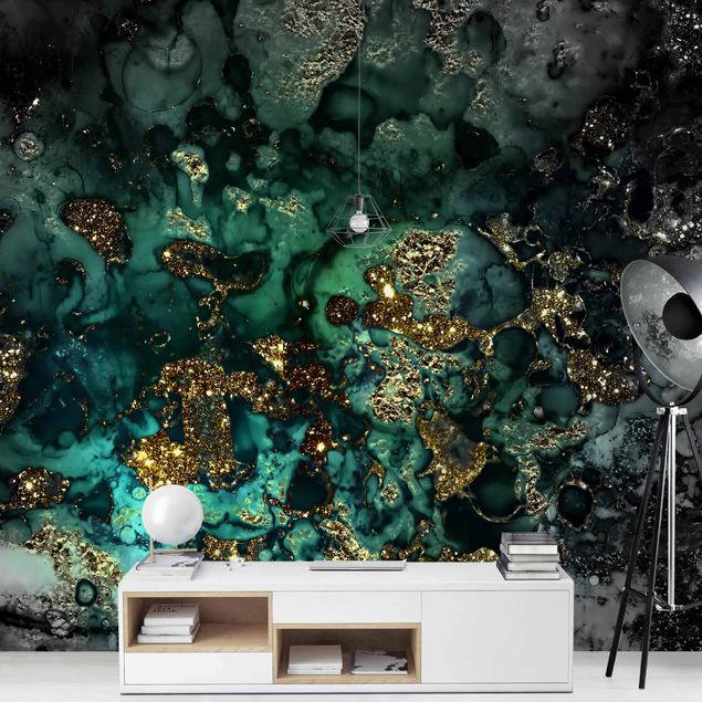 Wallpaper - Golden Sea Islands Abstract