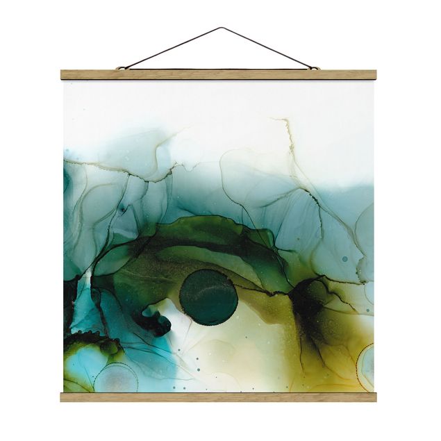 Fabric print with poster hangers - Golden Walk In The Woods - Square 1:1