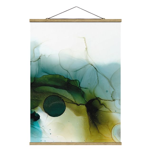 Fabric print with poster hangers - Golden Walk In The Woods - Portrait format 3:4