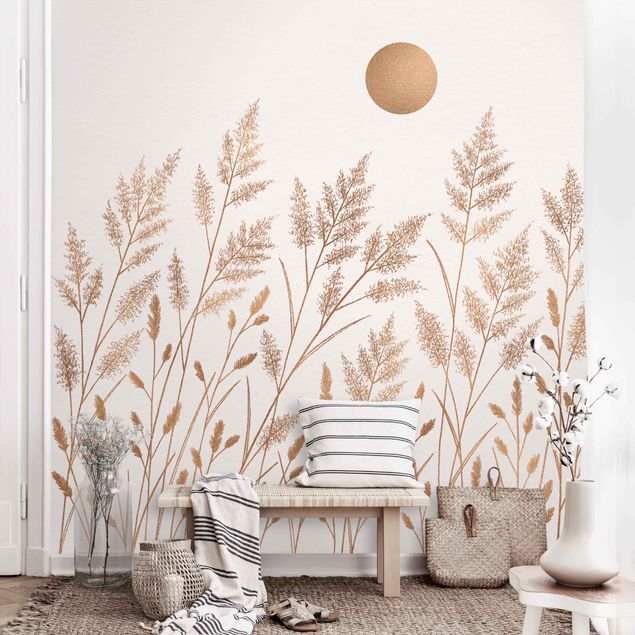 Wallpapers Grasses And Moon In Gold