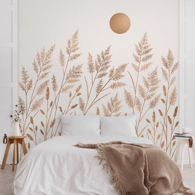 Wallpaper - Grasses And Moon In Gold