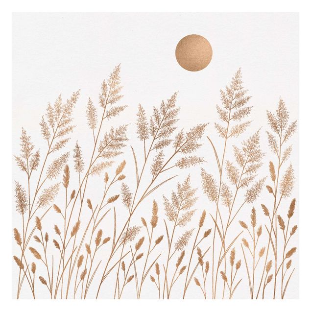 Wallpaper - Grasses And Moon In Gold