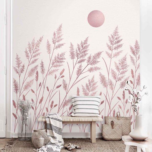 Wallpaper - Grasses And Moon In Coppery