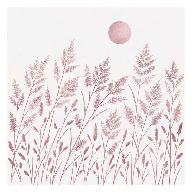 Wallpaper - Grasses And Moon In Coppery
