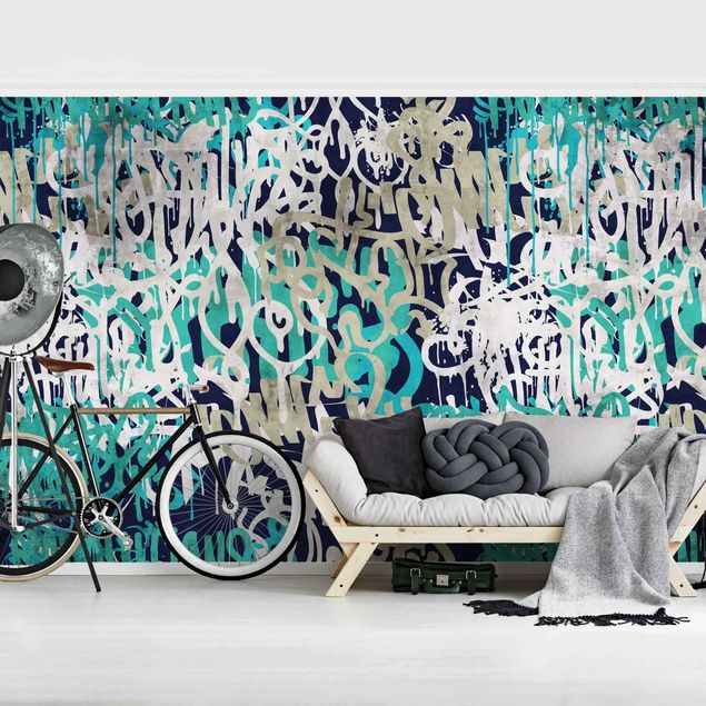 Wallpapers Graffiti Art Tagged Wall Turquoise