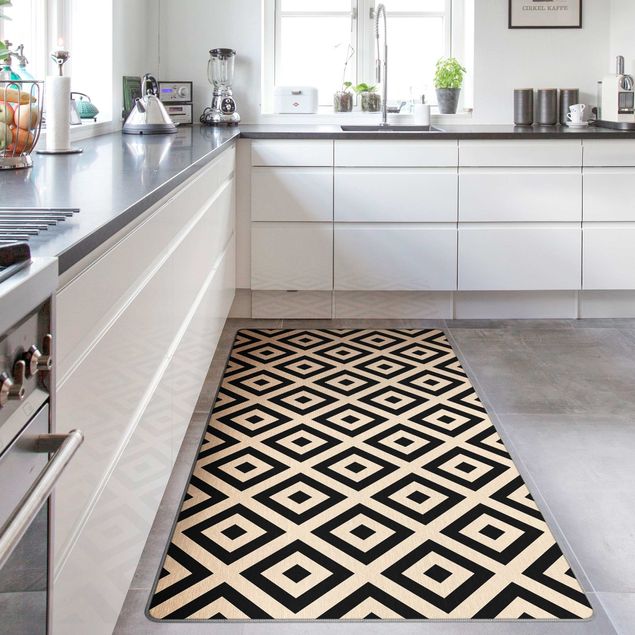 modern area rugs Rough Rhombic Pattern Black Beige