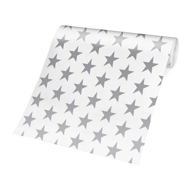 Wallpaper - Large Grey Stars On White