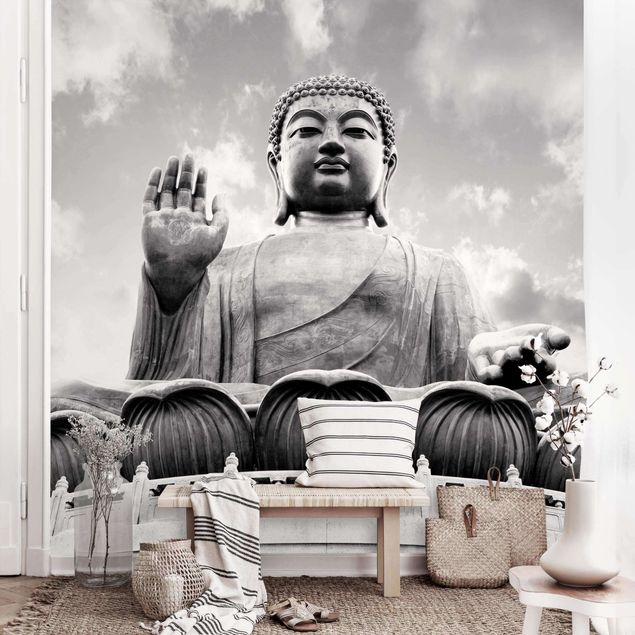 Wallpaper - Big Buddha Black And White