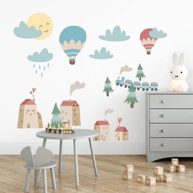 Wall sticker - Houses and railways