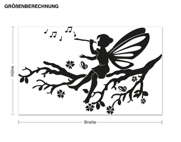 Wall stickers with hooks Little fairy on branch making music