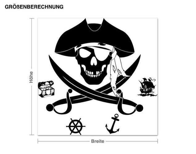 Pirate ship wall stickers Pirate skull with swords