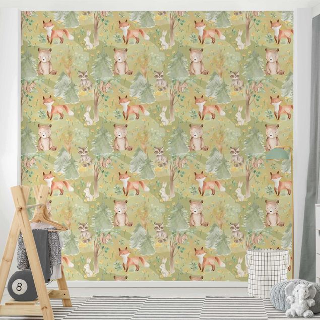Wallpaper - Rabbit And Fox On Green Meadow