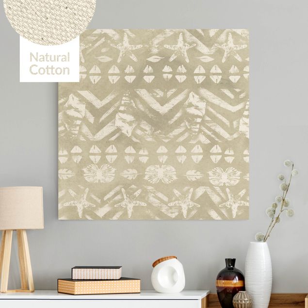 Natural canvas print - Bright Maritime Ethno Design - Square 1:1