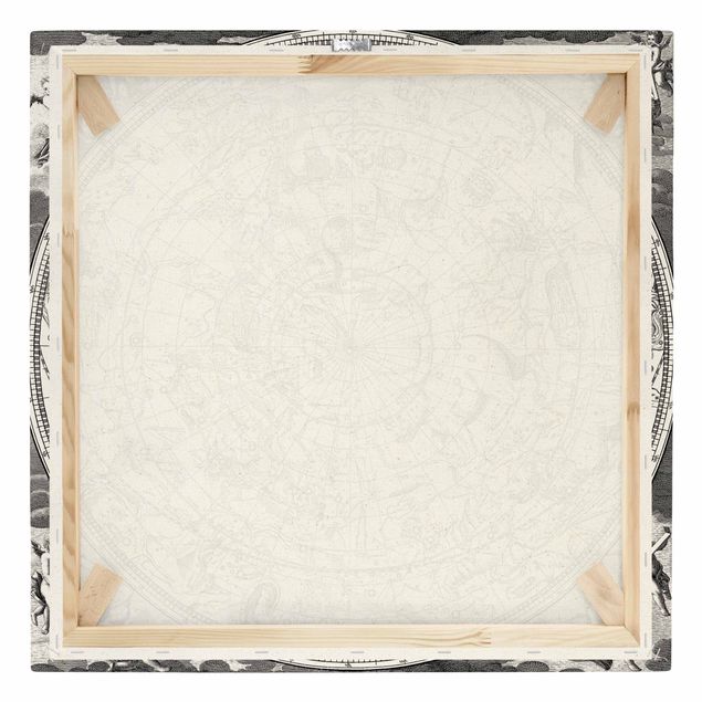 Natural canvas print - Hemisphere Northern Hemisphere Woodcut - Square 1:1