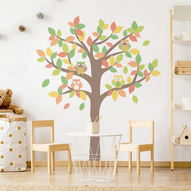Owl wall decal Autumnal owl tree