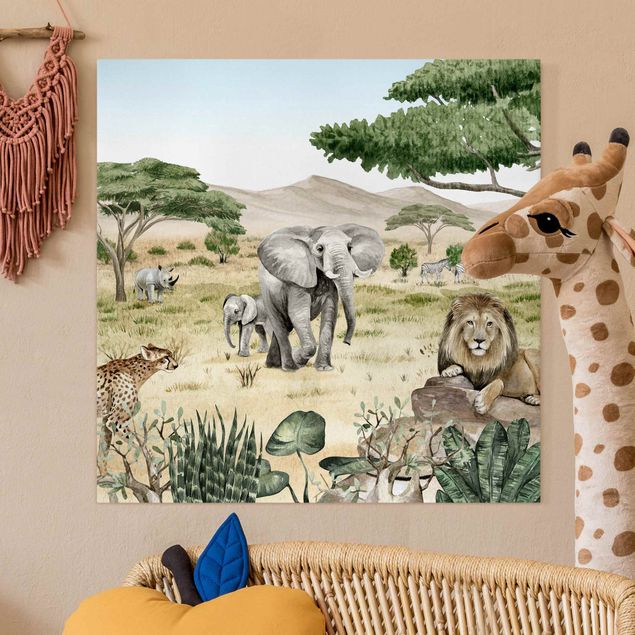 Print on canvas - Rulers of the savannah - Square 1:1