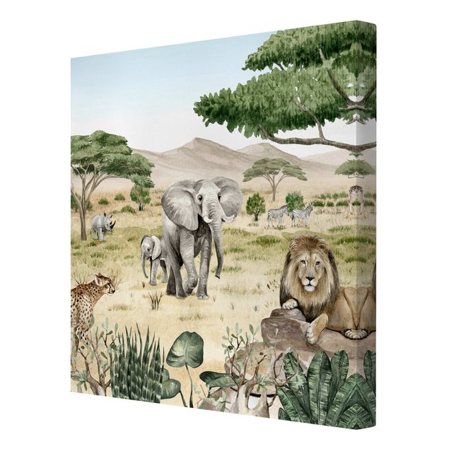 Print on canvas - Rulers of the savannah - Square 1:1