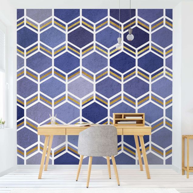 Wallpapers Hexagonal Dreams Pattern In Indigo