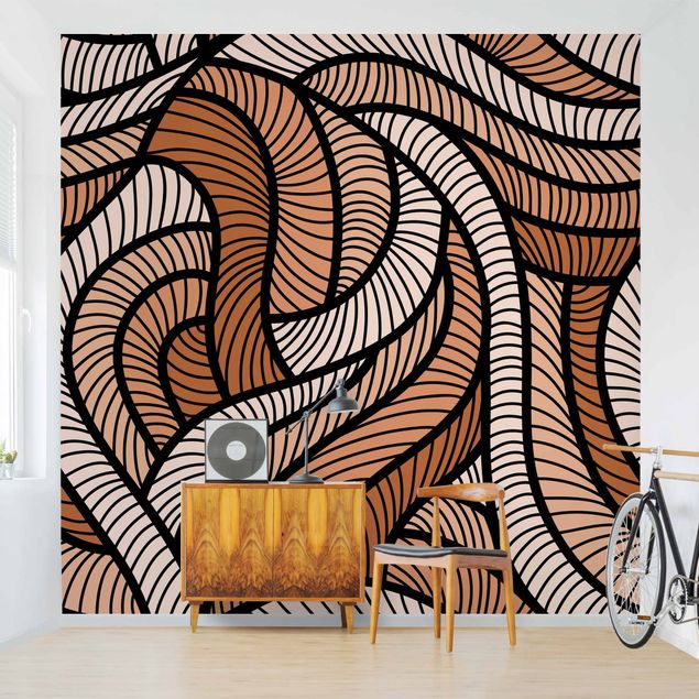 Wallpaper - Woodcut In Brown