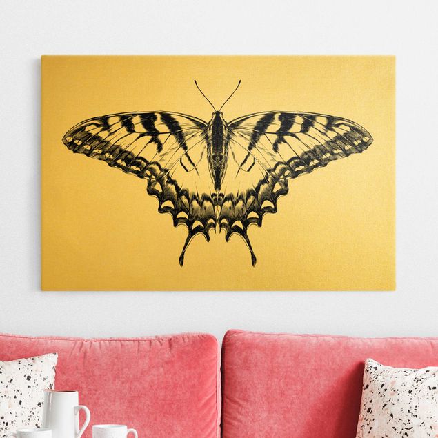 Print on canvas - Illustration Flying Tiger Swallowtail Black - Landscape format 3x2