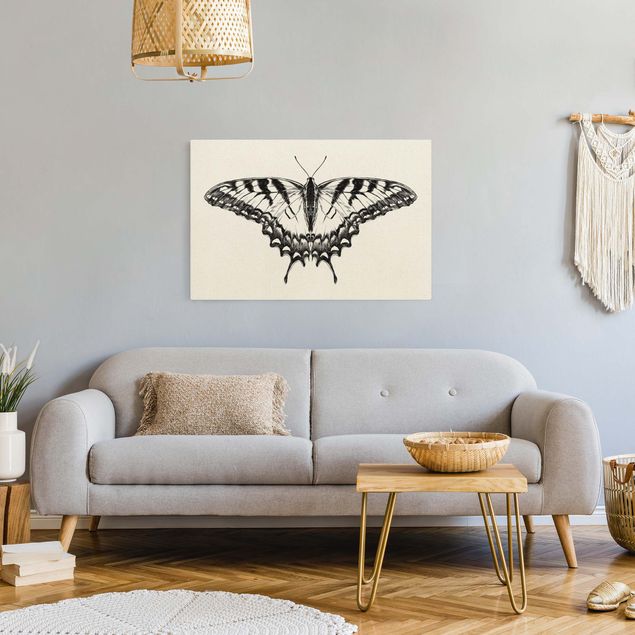 Natural canvas print - Illustration Flying Tiger Swallowtail Black - Landscape format 3:2