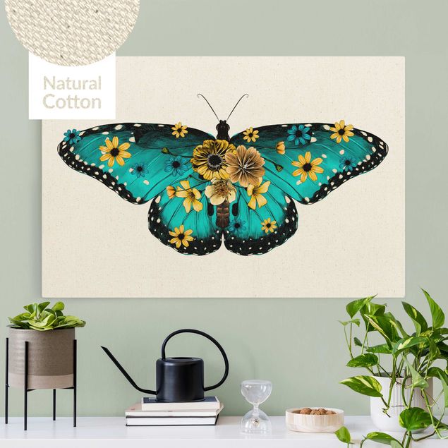 Natural canvas print - Illustration Floral Common Morpho - Landscape format 3:2