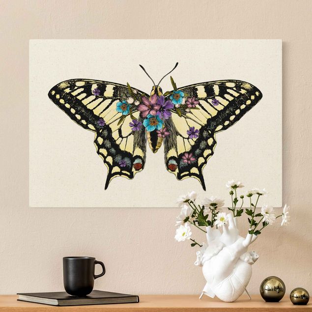 Natural canvas print - Illustration Floral Swallowtail  - Landscape format 3:2